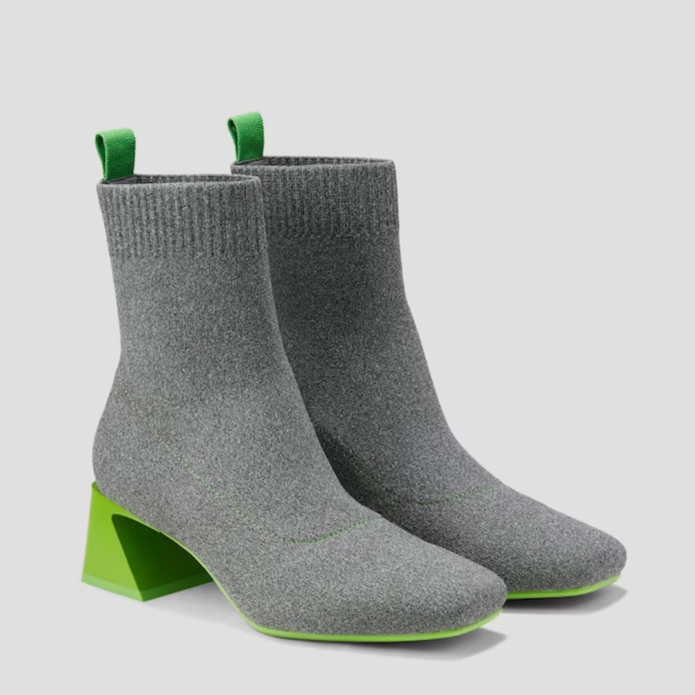 Gray and Green Women's Ankle Boots